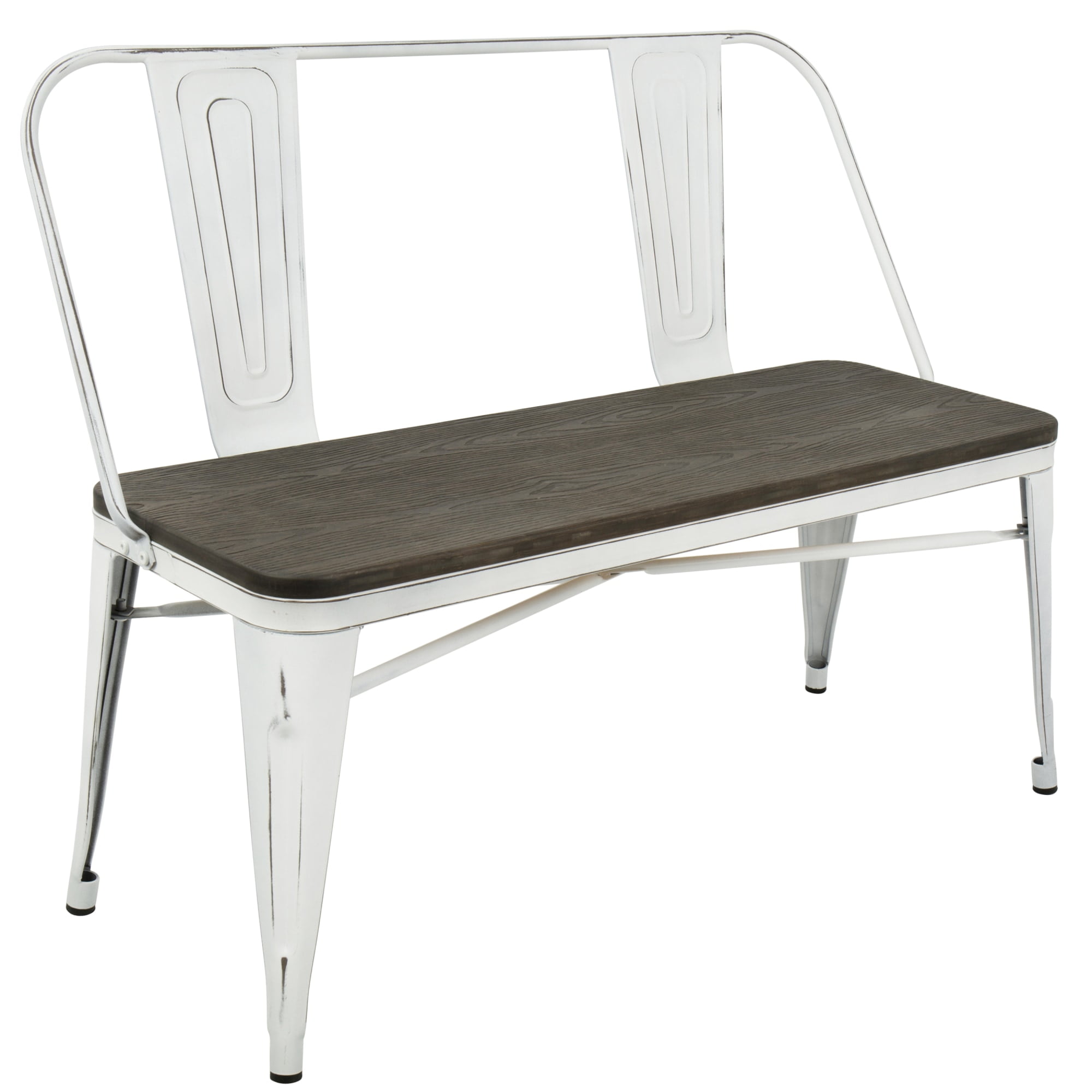 Oregon Contemporary 42'' Brown and White Industrial Dining Bench