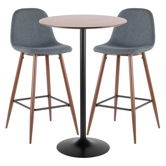 Pebble 3-Piece Mid-Century Modern Pub Set in Blue by LumiSource