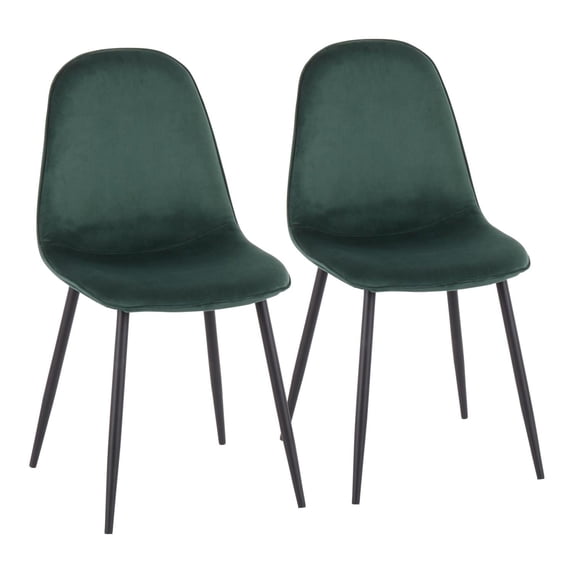 LumiSource Pebble Velvet Chairs, Green/Black, Set Of 2 Chairs