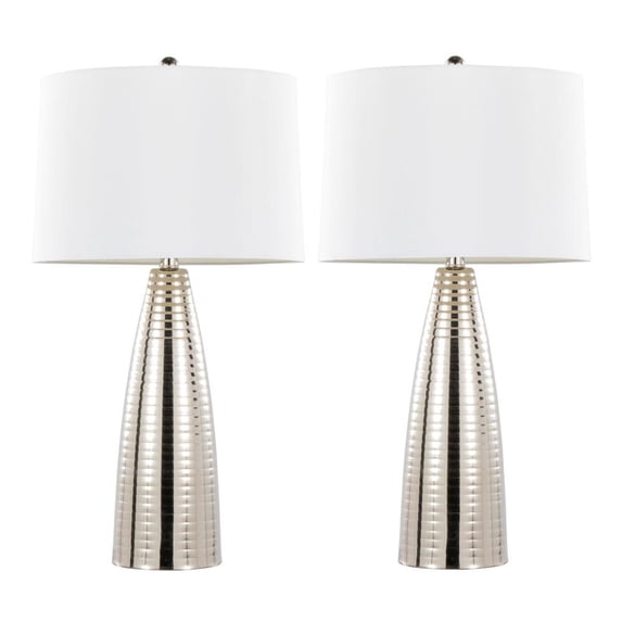 Maya 27.75" Metal Table Lamps Set of 2, Desk Lamp, Bedside Lamps for Night Stands, Nightstand Lamp, Small Lamp, Small Table Lamps for Living Room Set of 2, White Lamps Set of 2