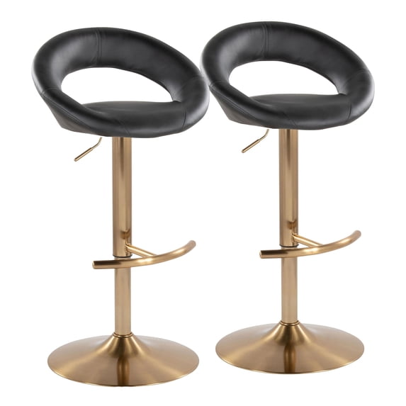 Posh Adjustable Bar Stools Set of 2, Bar Height Stools, Char Chairs, Barstool Set of 2, Black and Gold Bar Stools, White and Gold Bar Stools Set of 2 (Gold Metal, Black)
