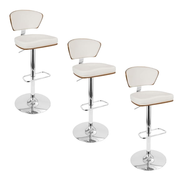 Ravinia Adjustable Barstool Set of 3, Chrome Bar Stools, Bar Chairs, Swivel Bar Stools Set of 3, Bar Height Stools, Bar Stools for Kitchen Counter