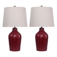 thumbnail image 1 of 23.5" Brick Red Ceramic Table Lamp w/ Vase-Inspired Base & Linen Shade (Set of 2), 1 of 5