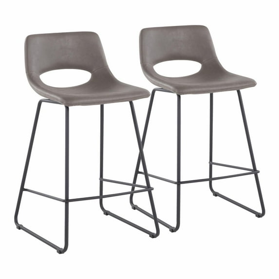 LumiSource Robbi Contemporary Counter Stools, Gray/Black, Set Of 2 Stools