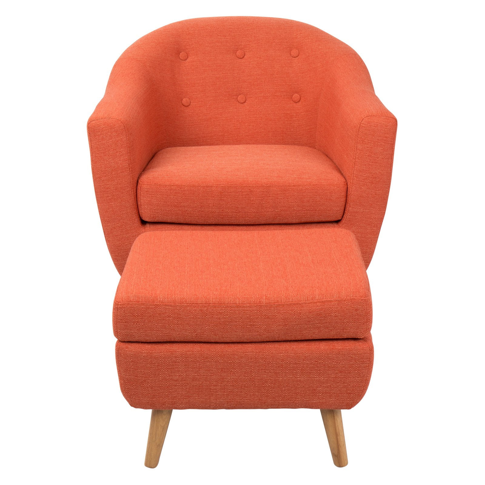 LumiSource Rockwell Accent Chair And Ottoman Set, Natural/Orange