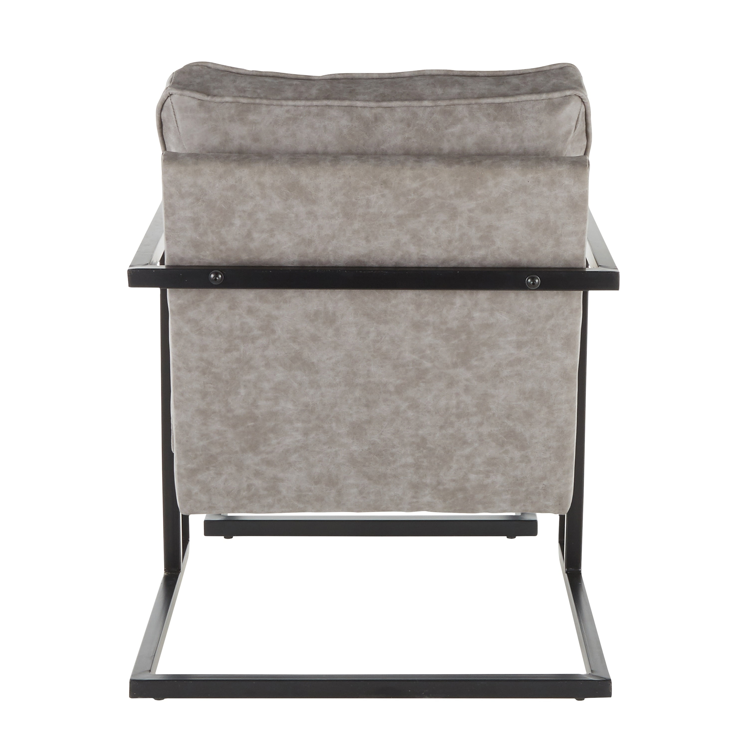Industrial Grey Faux Leather Accent Chair with Metal Frame