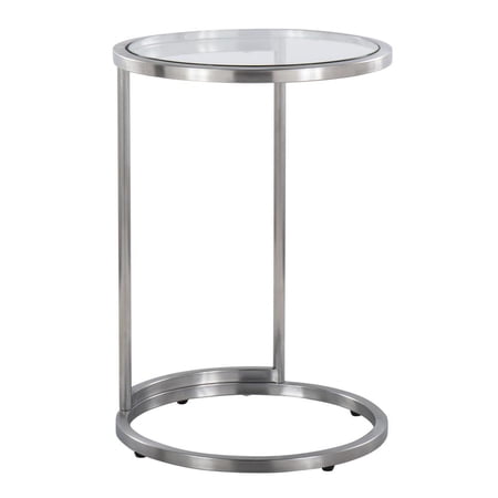 LumiSource Stainless Steel, Clear Glass Round Zenn End Table