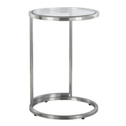 LumiSource Stainless Steel, Clear Glass Round Zenn End Table