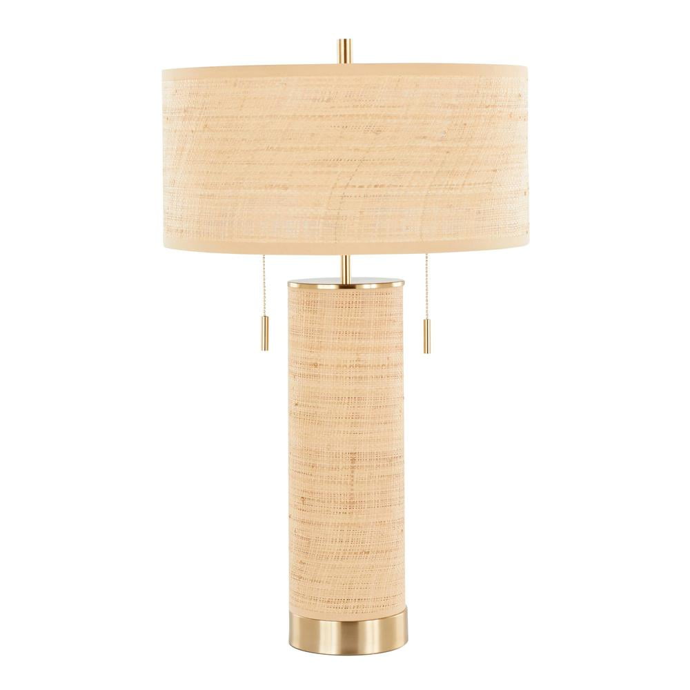 LumiSource Royal Gold, Natural Rattan Cylinder Rattan 29