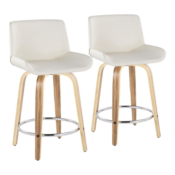 LumiSource Santi 24" Fixed-Height Counter Stool - Set of 2 in Zebra Wood