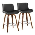 thumbnail image 1 of LumiSource Santi 25" Fixed-Height Counter Stool - Set of 2 in Walnut Wood, 1 of 9