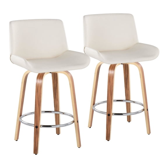 LumiSource Santi 25" Fixed-Height Counter Stool - Set of 2 in Zebra Wood