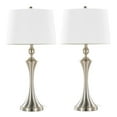 thumbnail image 1 of 31" Brushed Nickel Table Lamps w/ USB Port in Base and White Linen Shade (Set of 2), 1 of 6
