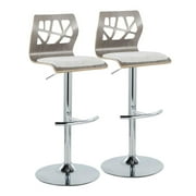 LumiSource Silver Folia Adjustable Barstool - Set of 2