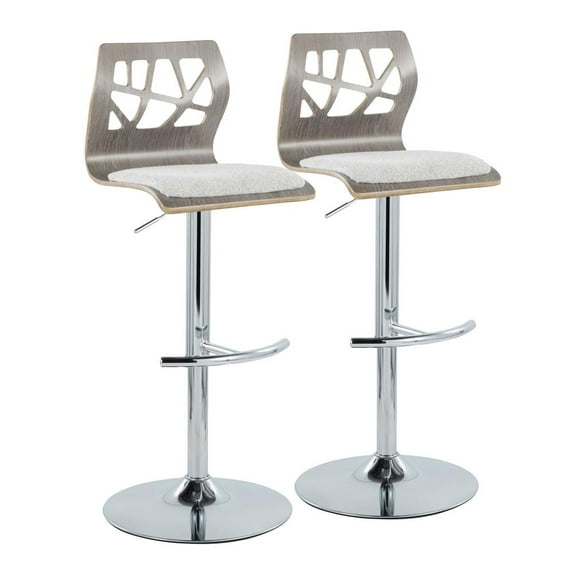 LumiSource Silver Folia Adjustable Barstool - Set of 2