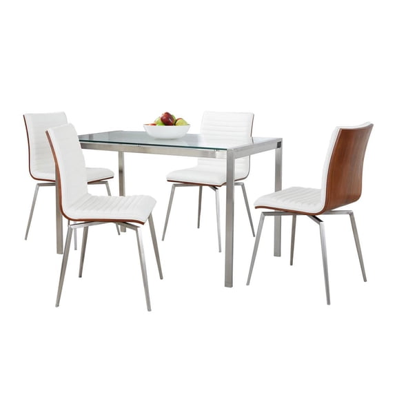 LumiSource Silver Fuji-Mason Swivel Dining Set - 5 Piece