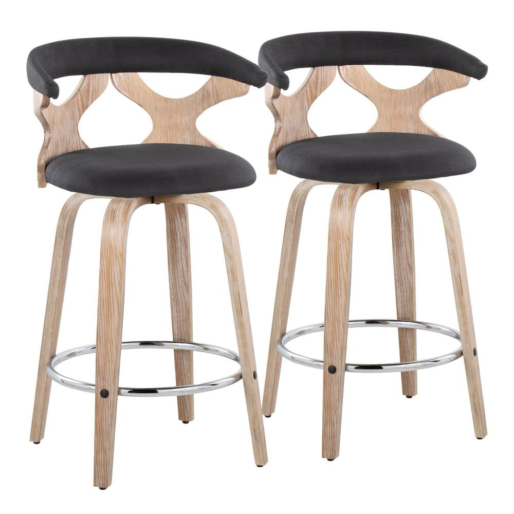 Set of 2 Gardenia Counter Height Barstools - LumiSource: Swivel, Upholstered, Foam-Filled