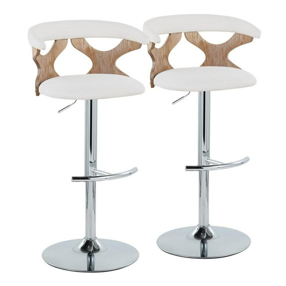LumiSource Silver Gardenia Adjustable Barstool - Set of 2
