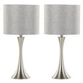 thumbnail image 1 of 24" Polished Nickel Table Lamp w/ Flared Body & Silver Linen Drum Shade (Set of 2), 1 of 9