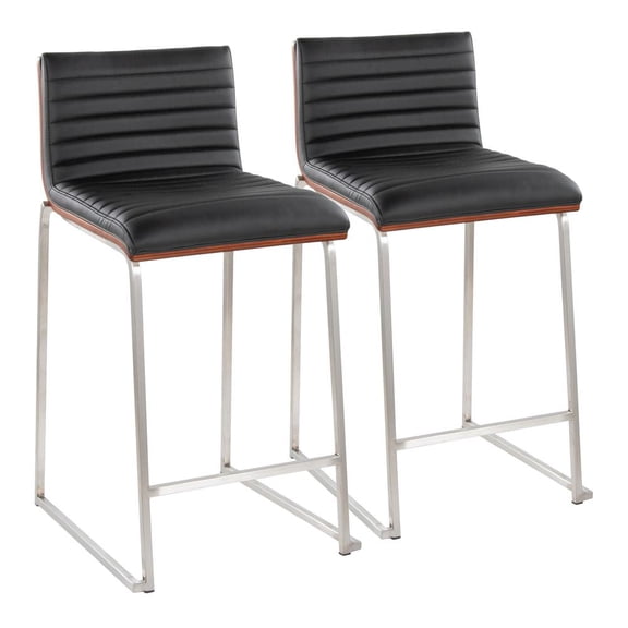 LumiSource Silver Mason Mara 26" Fixed-Height Counter Stool - Set of 2