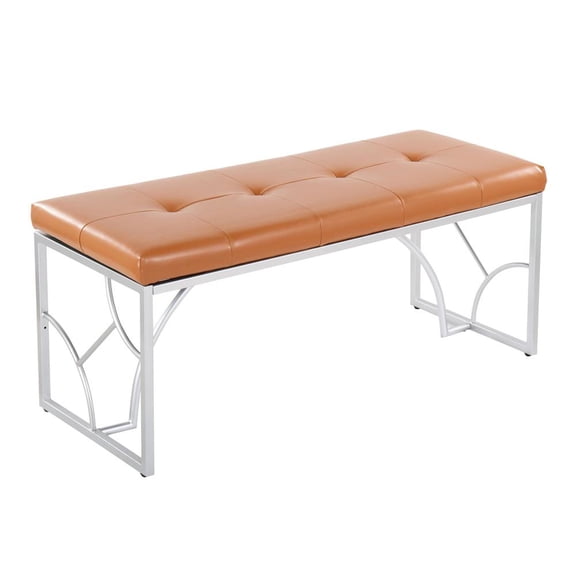 LumiSource Silver Metal, Camel PU Constellation Bench