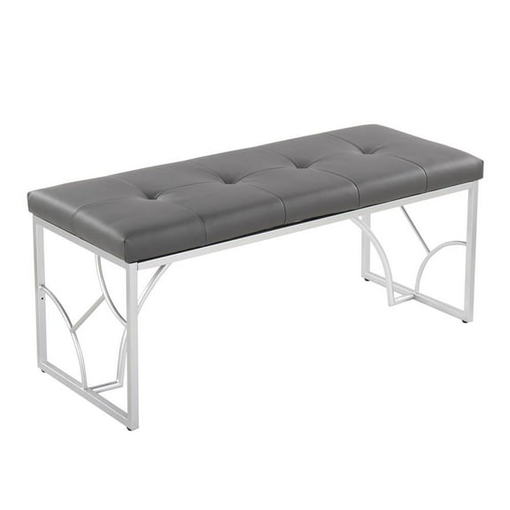 LumiSource Silver Metal, Grey PU Constellation Bench