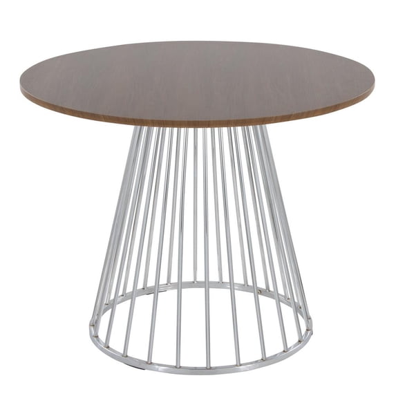 LumiSource Silver Metal, Walnut Wood Canary Cosmo Dining Table