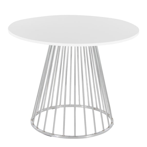 LumiSource Silver Metal, White MDF Canary Cosmo Dining Table