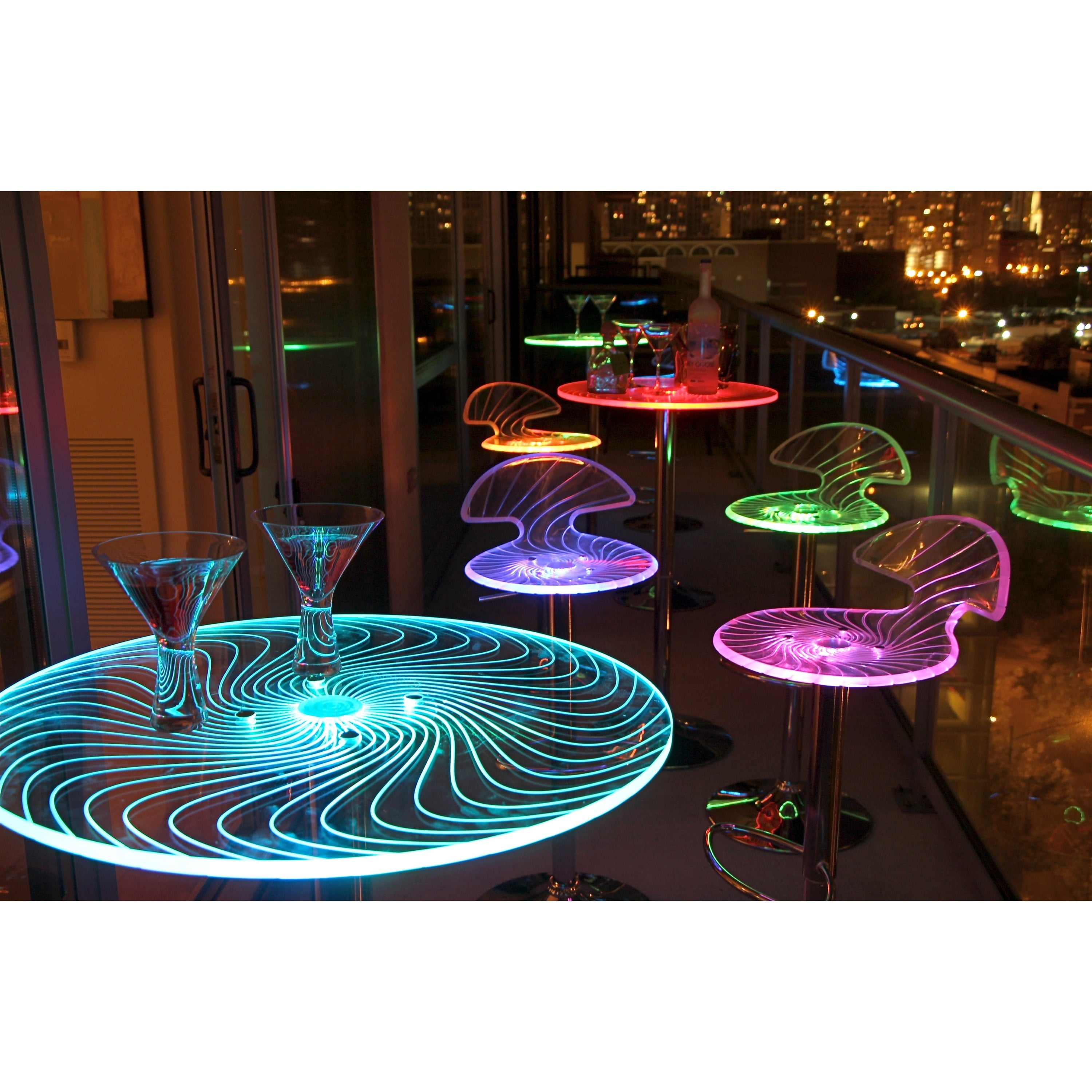 Multicolor LED Light-Up Acrylic Bar Table with Chrome Base