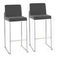 thumbnail image 1 of Fuji Contemporary High Back Barstool In Stainless Steel And Charcoal Fabric - Set Of 2, 1 of 8