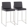 thumbnail image 1 of LumiSource Stainless Steel, Black PU Fuji High Back Counter Stool - Set of 2, 1 of 12