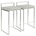 thumbnail image 1 of Fuji Contemporary Stackable Counter Stool In Stainless Steel With Light Grey Cowboy Fabric Cushion - Set Of 2, 1 of 7