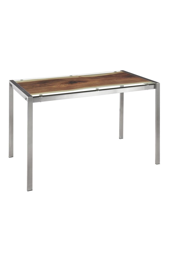 Stainless Steel, Printed Glass Live Edge Table