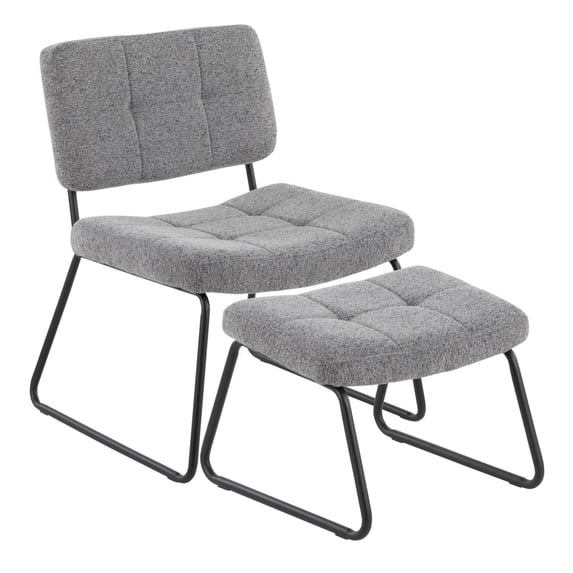 LumiSource Stout Lounge Chair With Ottoman, Gray/Black