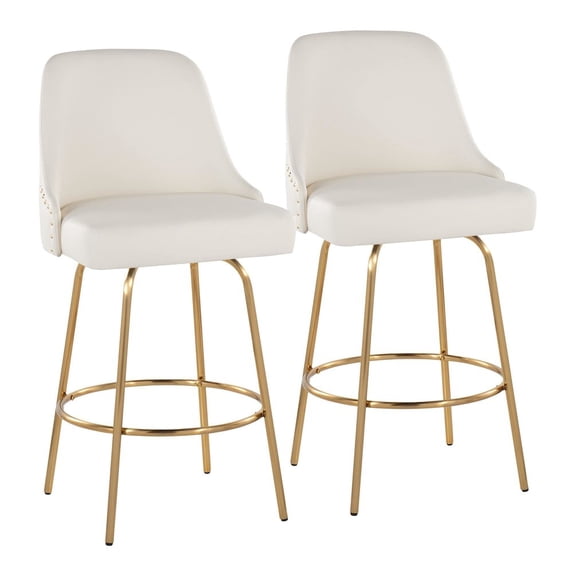 LumiSource Studded Marcel 27" Fixed-Height Counter Stool - Set of 2