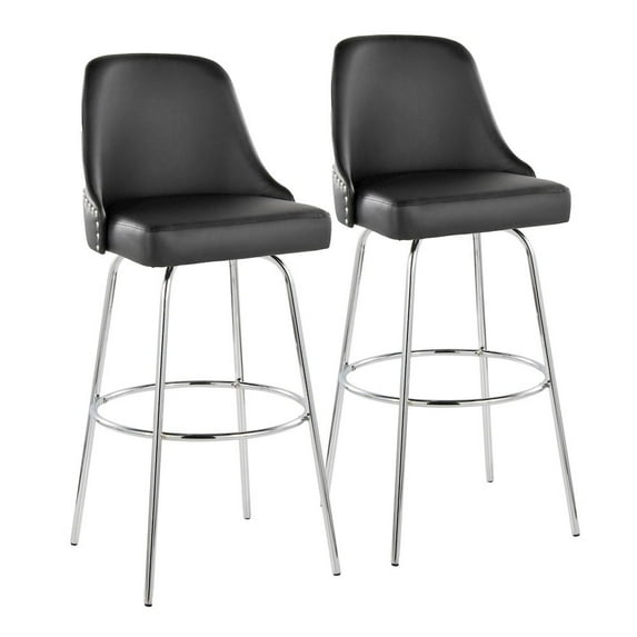 LumiSource Studded Marcel 30" Fixed-Height Barstool - Set of 2