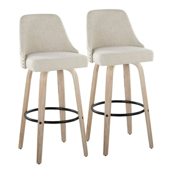 LumiSource Studded Marcel 30" Fixed-Height Barstool - Set of 2
