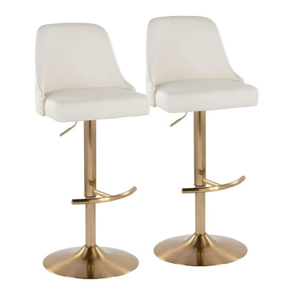 LumiSource Studded Marcel Adjustable Barstool - Set of 2