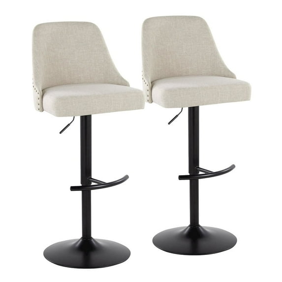 LumiSource Studded Marcel Adjustable Barstool - Set of 2