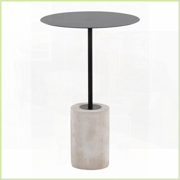 LumiSource Symbol Modern Coffee Table Concrete Base & Black Steel, Stylish Accent for Living Room/Bedroom