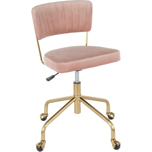 LumiSource Tania Task Chair, Home Office Chair with Wheels, Gold Desk Chair, Velvet Office Chair, Computer Chair, Home Office Desk Chair , Contemporary Desk Chair