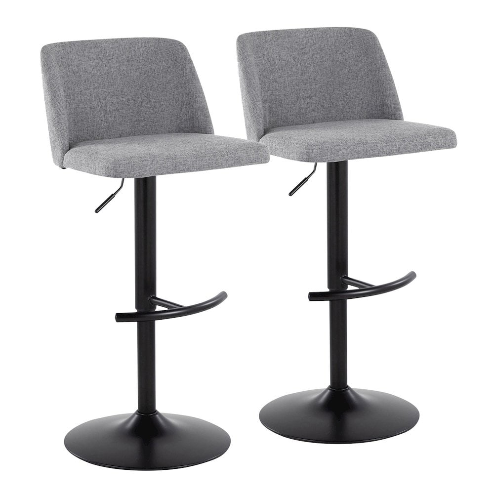 Gray Adjustable Swivel Barstools with Metal Frame, Set of 2