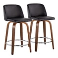 thumbnail image 1 of Toriano Counter Stools for Kitchen Counter, Counter Height Chairs Set of 2, Bar Stools Set of 2, Counter Height Stools, Bar Stools For Kitchen Island (Black Faux Leather, Chrome Footrest), 1 of 6