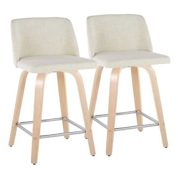 Toriano Counter Stools for Kitchen Counter, Counter Height Chairs, Bar Stools Set of 2, Counter Height Stools, Counter Height Chairs, Bar Stools For Kitchen Island (Cream Fabric)