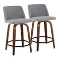 thumbnail image 1 of Toriano Counter Stools for Kitchen Counter, Counter Height Chairs Set of 2, Bar Stools Set of 2, Counter Height Stools, Bar Stools For Kitchen Island (Grey Fabric, Black Footrest), 1 of 6