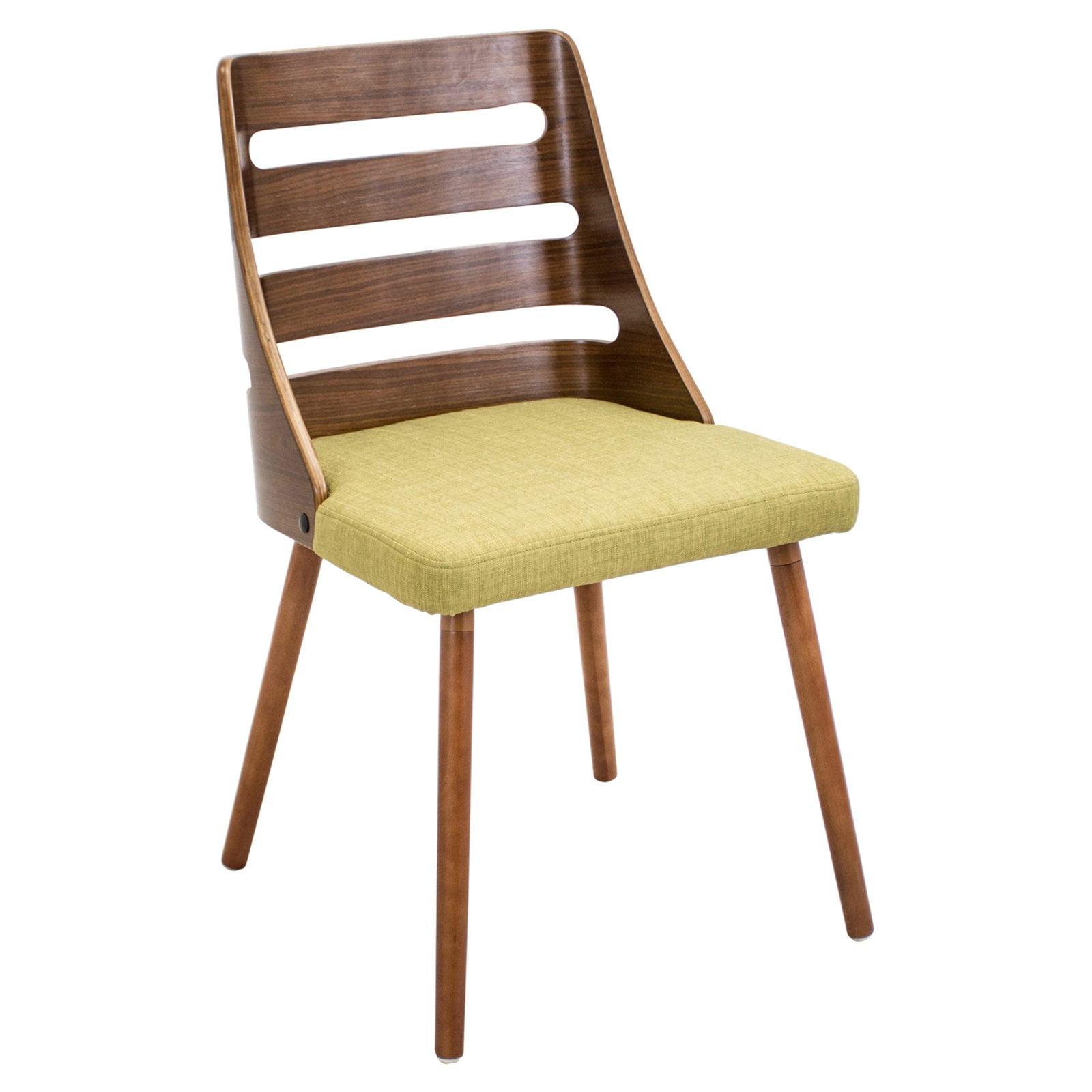 Green Upholstered Walnut Ladderback Side Chair