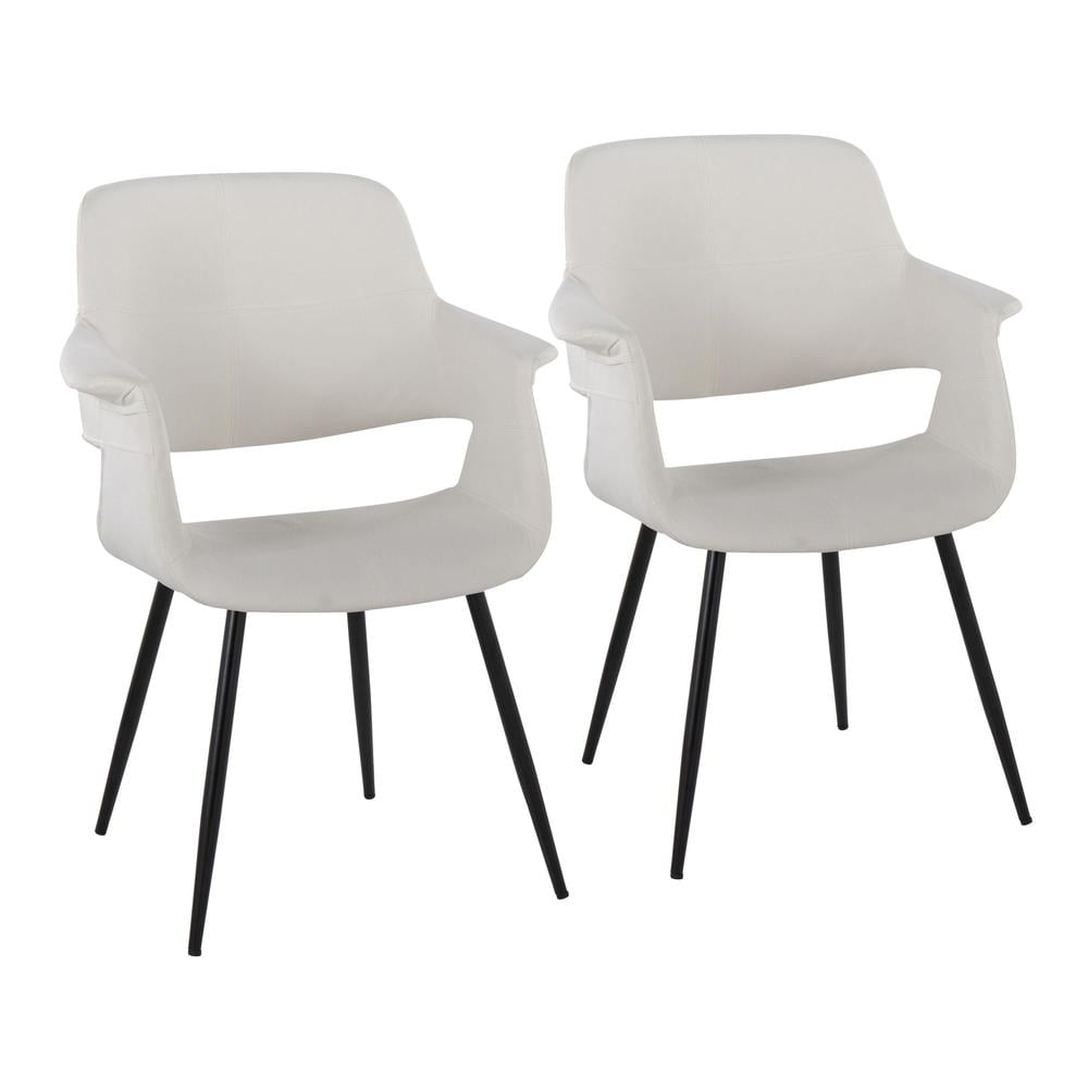 Cream Velvet and Black Metal Vintage Flair Chairs, Set of 2