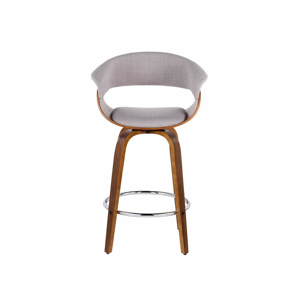 Walnut and Chrome Swivel Counter Stools with Cushioned Seat
