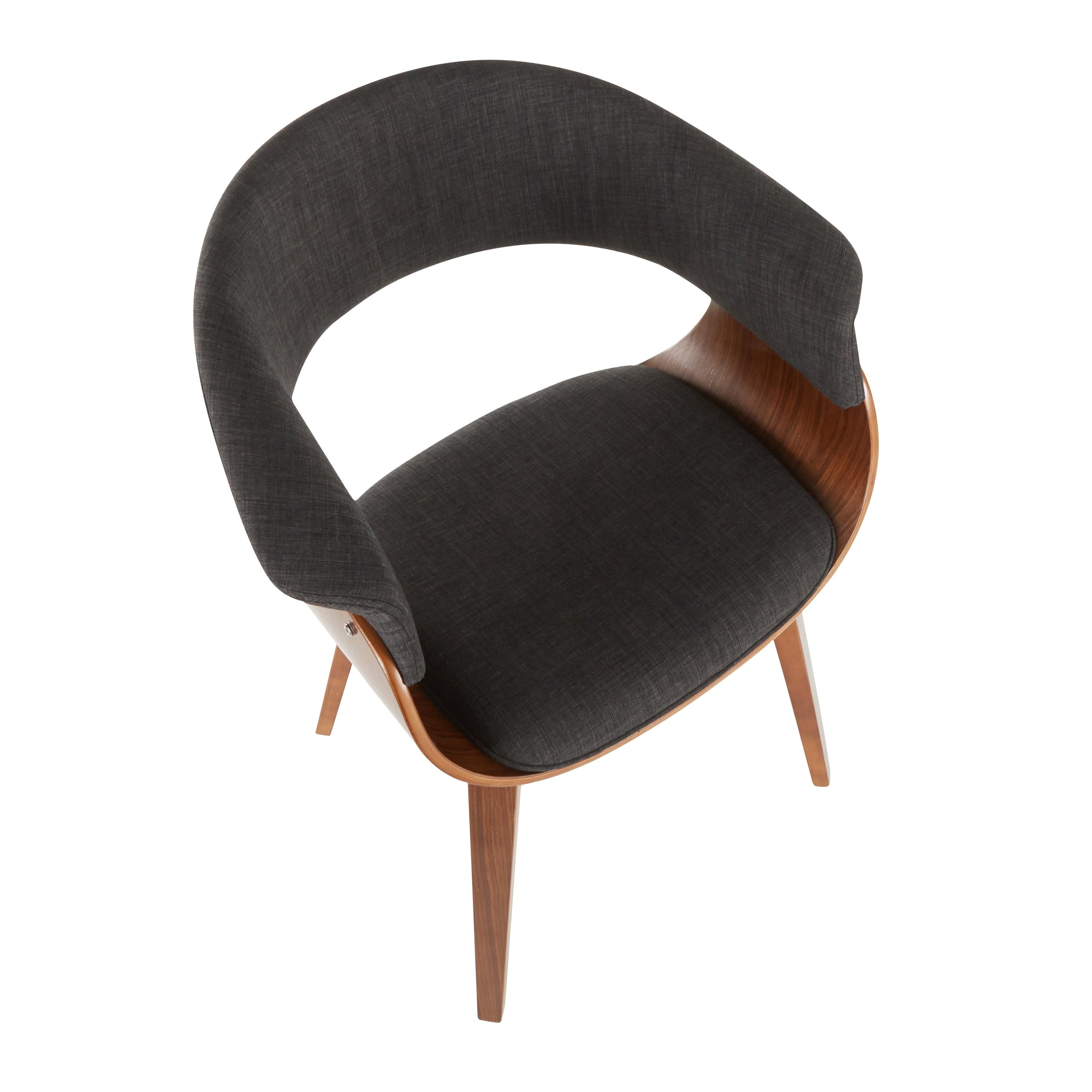 Mid-Century Modern Gray Faux Leather Upholstered Arm Chair