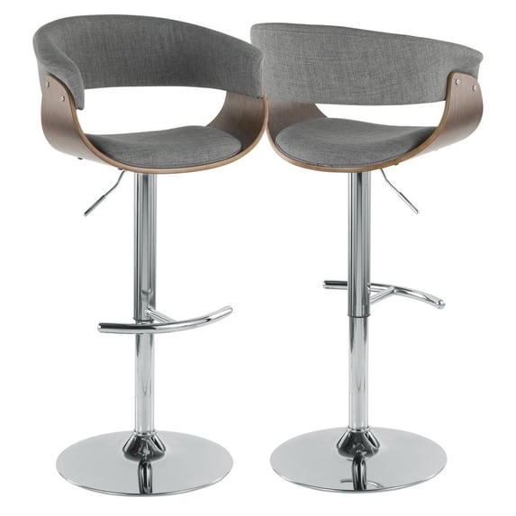 LumiSource Walnut, Light Grey Vintage Mod Barstool